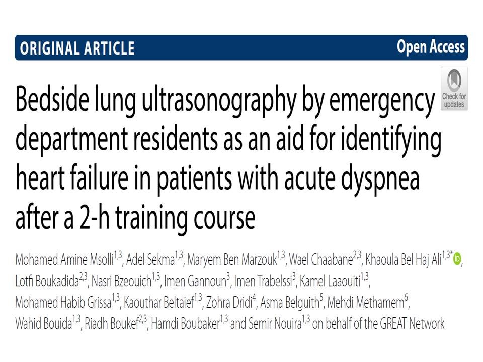 Bedside lung ultrasonography by emergency department residents as an aid for identifying heart failure in patients with acute dyspnea after a 2-h training course